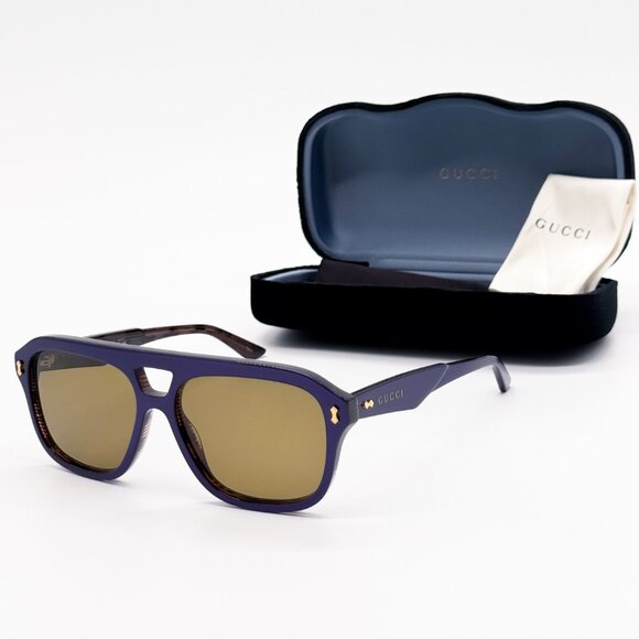 NEW GUCCI GG1263S 005 SUNGLASSES UNISEX VIOLET AVIATOR EYEWEAR GUCCI - Picture 1 of 12